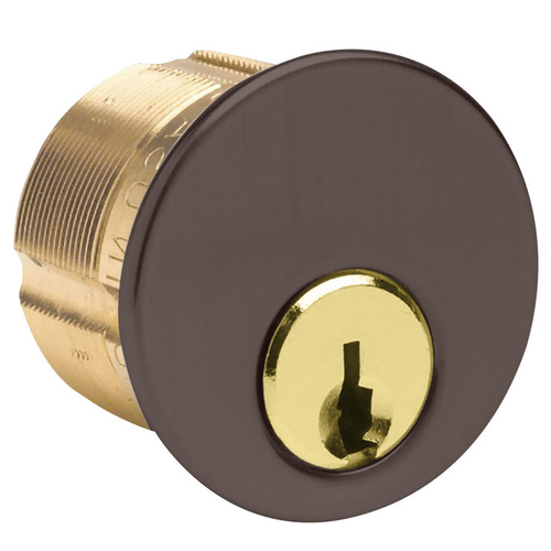 Corbin Russwin CR1000 114 A02 6 613E L4 0BIT KB10 2 1-1/4in Mortise Cylinder 6-Pin Cam L4, Standard Collar, Dark Oxidized Bronze