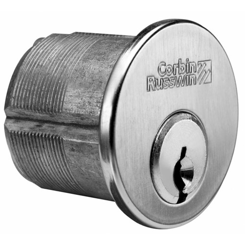Corbin Russwin CR1000 118 A02 6 D1 630 1-1/8in Mortise Cylinder 6-Pin D1 Keyway Satin Stainless Steel