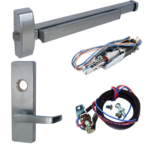 PHI MLR-TS-2108-V4908A-LHR-630-36 Electric Rim Exit Device, Motorized Latch, Touchbar, Vandal Resistant Lever, 36in