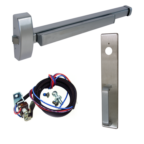 PHI TS-2103-1703A-630-36 Rim Exit Device Touchbar Switch, Nightlatch Trim, 36in, Grade 1, Stainless Steel