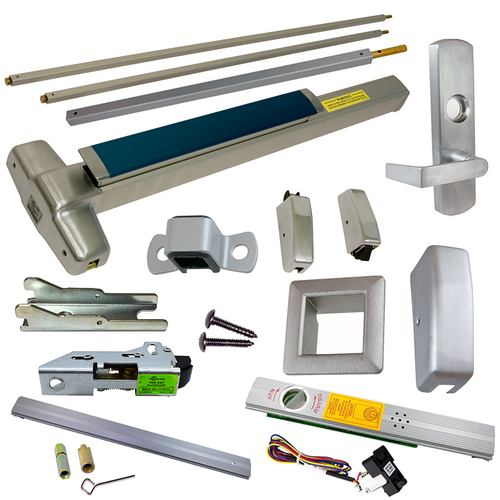 Von Duprin RX-9827L-NL-626-36-LBR-LHR-06-ALK Alarmed Exit Device Kit with Nightlatch Lever Trim, Satin Chrome, Grade 1