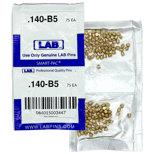 LAB 5140B-SP .140 Brass Bottom Pin, Color-Coded, .115 Dia, Crown .005, Smart Pack 150 Pins