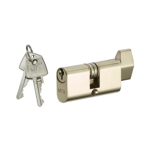 Papaiz C410/55KA5 Papaiz 5-Pin Oval Cylinder, Single Keyed x Thumb Turn, Keyed Alike, Polished Brass