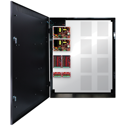 Lifesafety Power FPO150/250-2C82D8PE8M2 16 Doors E8 Enclosure, Mercury-Compatible Backplate, Dual Voltage Power Supply