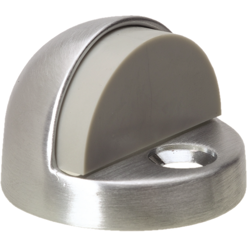 Rockwood 443 US26D Dome Floor Stop, 1/2in x 1-7/8in Base, Solid Brass Rubber Bumper, Satin Chrome