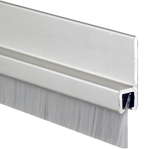 Pemko 18041CNB 84IN 3/8in Brush Meeting Stile (1 Side), 84in Clear/Aluminum, Overall Height 1-1/8in