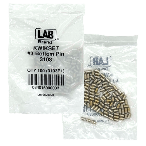 LAB KWI3103 3 Kwikset Bottom Pins, Size .218, Polybag 100 Pins