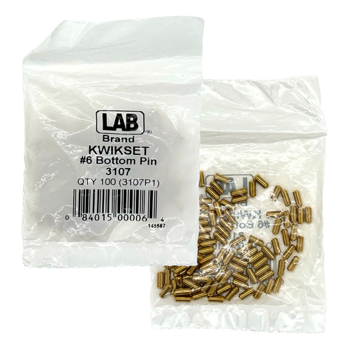LAB KWI3107 6 Kwikset Bottom Pins, Size .287, Polybag 100 Pins