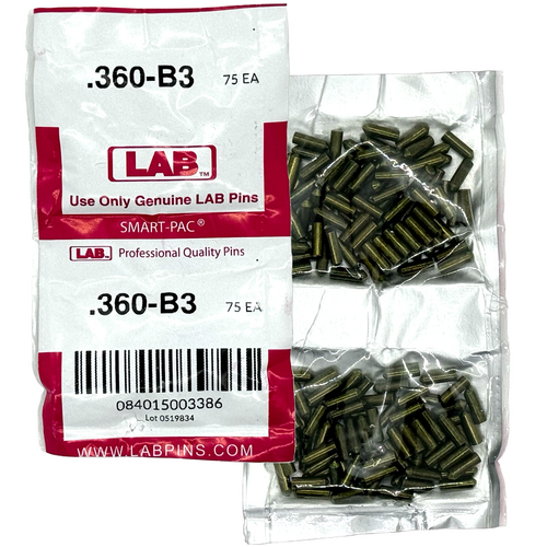 LAB 360B .360 Brass Bottom Pin, Color-Coded, .115 Dia, Crown .003/.005, Smart Pack 150