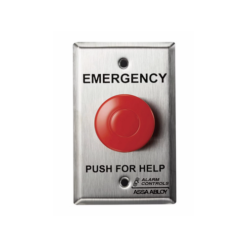 Alarm Controls PBL-1-1-L3-GR Red Mushroom Emergency Push Button, 1 No, 1 NC, LED, 24VDC, Stainless Steel