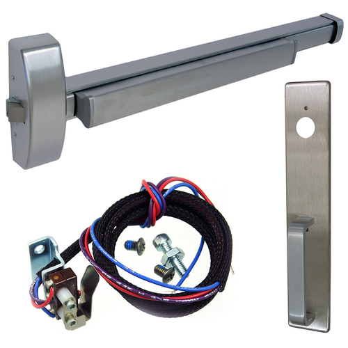 PHI TS-2103-1703A-630-48 Rim Exit Device with Touchbar Switch, Nightlatch Trim, 48in, Grade 1, Stainless Steel