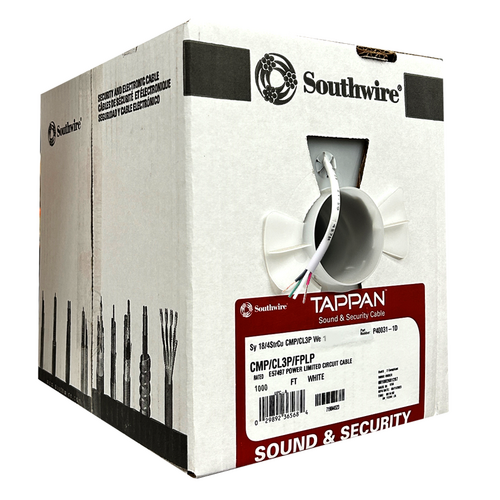 Southwire 22/4-STR-PLEN-1000-WHITE 22/4 Stranded Bare Copper, Unshielded, Plenum Jacket, White 1000ft Box