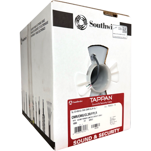 Southwire 22/4-STR-OS-RISER-1000-GRAY 22/4 Stranded Bare Copper, Shielded, Riser Rated, Gray 1000ft Box