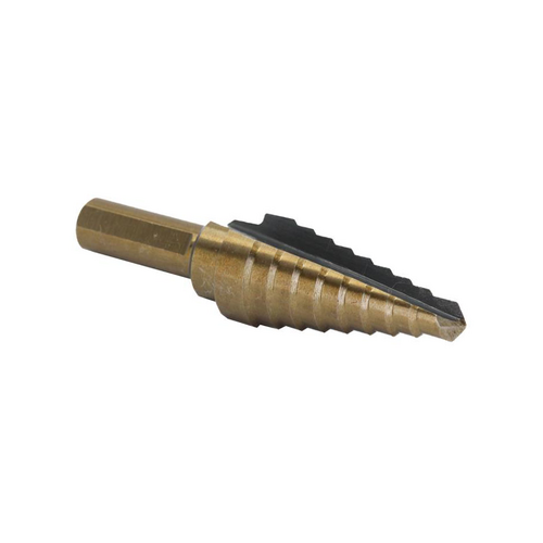 Drill America STE3 9 Step Drill Bit (1/4in-3/4in X 1/16in) Black Gold, HSS (High Speed Steel)