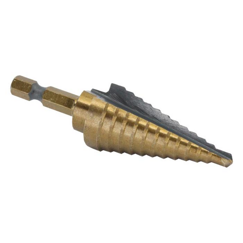 Drill America STE4HEX 12 Step Drill Bit, 1/4in Quick Change Hex Shank, HSS, 3/16in - 7/8in