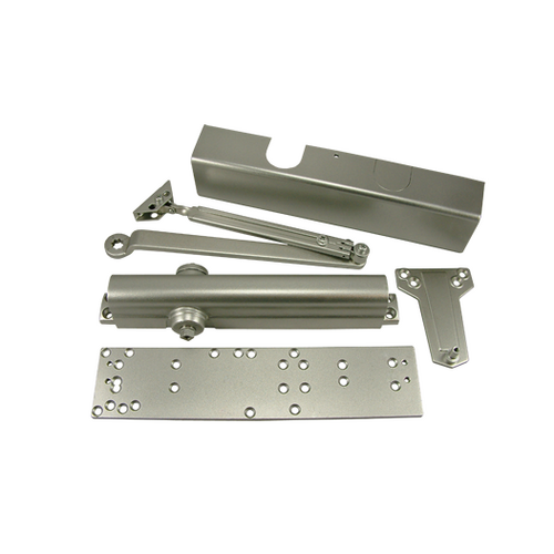 Design Hardware 316R-AL Door Closer Heavy Duty with Multi Use Drop Plate, 689/US28 Aluminum Powder Coat