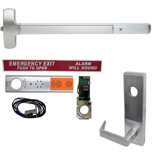 Falcon Lock EA-25R-L-NL-QUA-US26D-36-LHR Quantum Rim Exit Alarm Kit 510L-NL, 36in, Grade 1, Satin Chrome