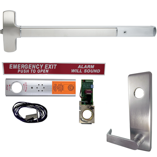 Falcon Lock EA-F25R-L-DAN-US26D-36-LHR KIT - Fire Rated Rim Exit Device, Dane Lever Trim 510L, 36in, Satin Chrome