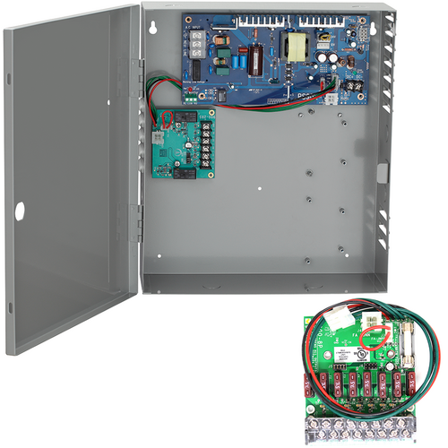 Von Duprin PS902-8F 2 Amp Power Supply 8 Zone Fused Option Board, 12/24VDC, Battery Backup Space