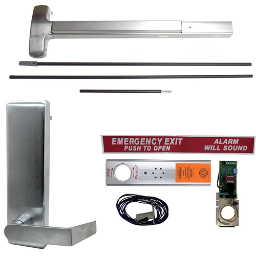 Falcon Lock EA-25C-L-BE-DAN-US26D-36X96-RHR KIT - Exit Alarm CVR Concealed Vertical Rod Device, Dane Lever Trim 510L-BE