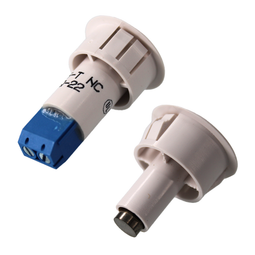 GRI 8585-T-W 3/4in Recessed Magnetic Contact Switch Set, Open Loop, Screw Terminals, White