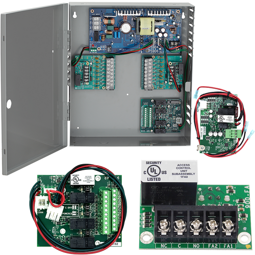 Von Duprin PS906-4R-FA-BB 6A Power Supply Relay Board, Plug-in Fire Alarm, 12/24VDC, Battery Backup