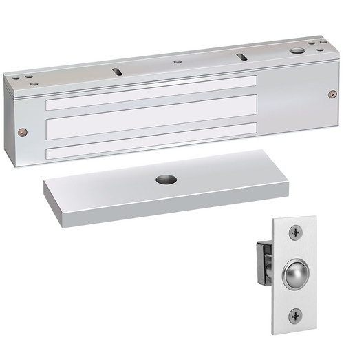 Security Door Controls 1511-V-D 1650lbs EM Lock, Single Door, 12/24VDC, UL Listed, Grade 1, Satin Aluminum