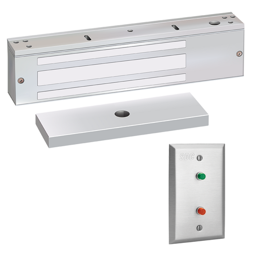 Security Door Controls 1511-V-L 1650lbs EM Lock, Single Door, LED Status, UL Listed, Grade 1, Satin Aluminum