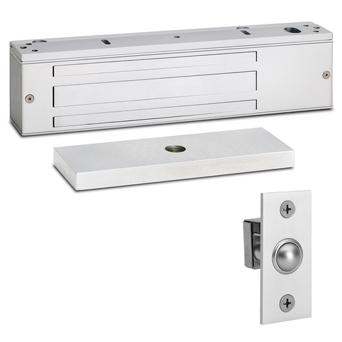 Security Door Controls 1571-V-D 1200lbs EM Lock, Single Door, 12/24VDC, UL Listed, Satin Aluminum