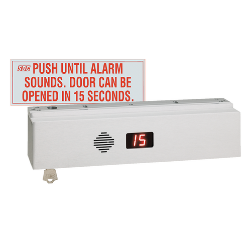 Security Door Controls 1511S-BC-K-V 1650lb EM Lock, Single Door Delayed Egress, Keyswitch Reset, UL Listed, Satin Aluminum