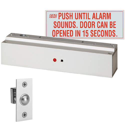 Security Door Controls 1581S-ND-V-D 650lbs EM Lock, Mini Delayed Egress, 15 Sec Delay, UL Listed, Satin Aluminum