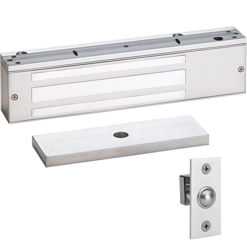 Security Door Controls 1581-V-D 650lbs EM Lock, Single Door, 12/24VDC, UL Listed, Satin Aluminum