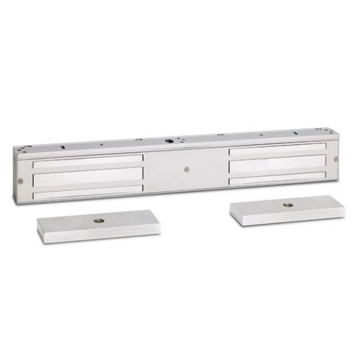 Security Door Controls 1582-V 650lbs Double Door Electromagnetic Lock, 12/24VDC, UL 294, Satin Aluminum
