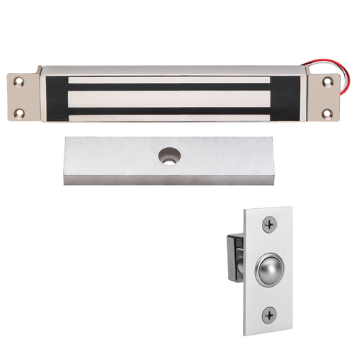 Security Door Controls 1591-U-DPS 850lbs EM Lock for Single Sliding Door with DPS Status, Stainless Steel
