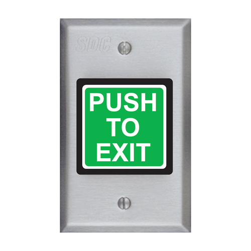 Security Door Controls 424-U Illuminated Push to Exit Button, DPDT, 12/24VDC, Stainless Steel, Red/Green Lens