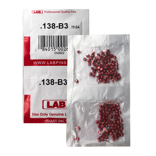 LAB 138B .138 Brass Bottom Pin, Color-Coded, .115 Dia, Crown .003, Smart Pack 150 Pins