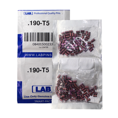 LAB 5190T-SP .190 Top Pin, Color-Coded Brass Alloy, .115 Dia, Crown .005, Smart Pack 150 Pins
