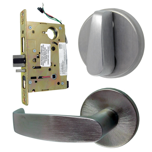 Sargent LC-8270-LNL-26D 12/24VDC Electrified Mortise Lock Kit, LNL LN Rose x L Lever, FS/FSE, Dual Voltage 12/24VDC