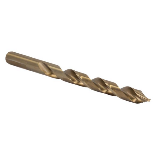 Drill America GSC7/16 7/16in Cobalt Stepped Point Drill Bit, 135 Split Tip, 3-Flat Shank