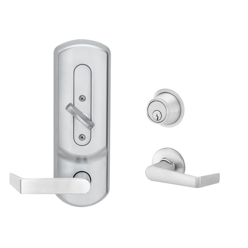 Schlage CS210-B500PD SAT 626 PLY Interconnected Entry with B500 with 12339 Latches 10121 Strikes C Keyway Saturn with Plymouth Plate Satin Chrome Finish