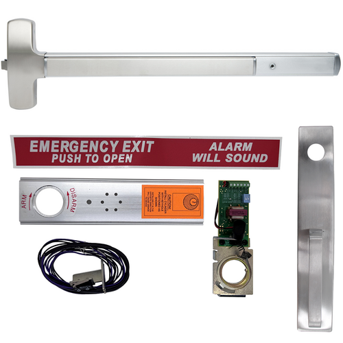 Falcon Lock EA-25R-NL-US26D-36 KIT - Exit Alarm Rim Device, Nightlatch Pull Trim 512NL, 36in, Grade 1, Satin Chrome