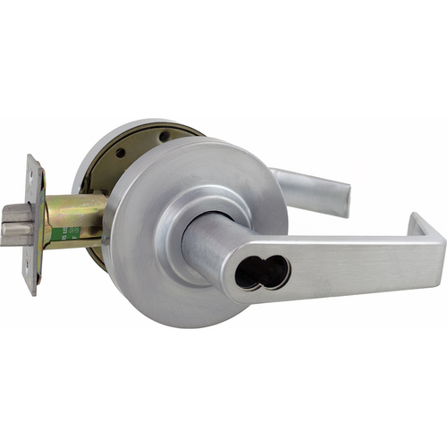 Arrow Lock RLX81SR26D-IC-2 3/4 BS Sierra Lever Entry Lock, SFIC Less Core, 2-3/4in Backset, Grade 2, Satin Chrome