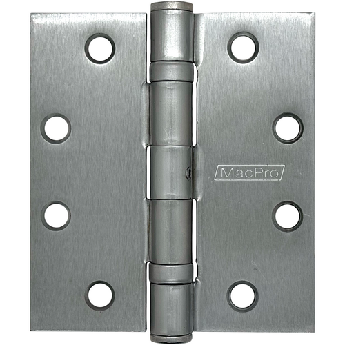 McKinney MPB79 4.5X4.0 US26D MacPro 5-Knuckle Hinge, 4.5x4in, Steel, Satin Chrome, Full Mortise, Ball Bearing