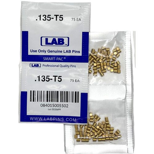 LAB 5135T-SP .135 Top Pin, Color-Coded Brass Alloy, .115 Dia, Crown .005, Smart Pack 150 Pins