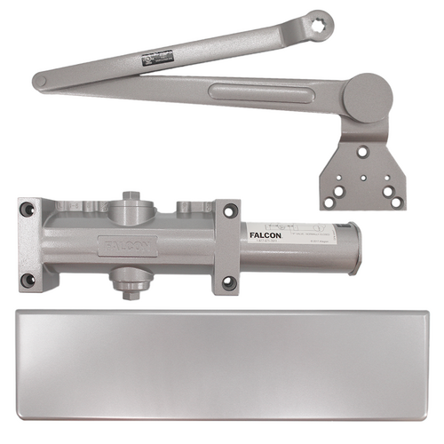 Falcon Lock SC71AHDPA689 Heavy Duty Hold Open Surface Door Closer with Heavy Duty Arm Aluminum Finish