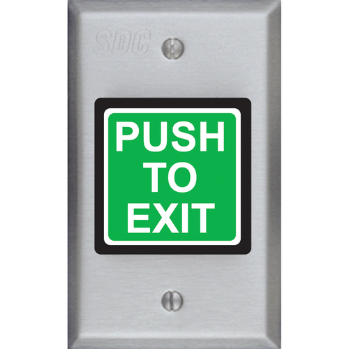 Security Door Controls 423P-U Pneumatic Push to Exit Button, Timer 1-45s, DPST, 12/24VDC, Stainless Steel