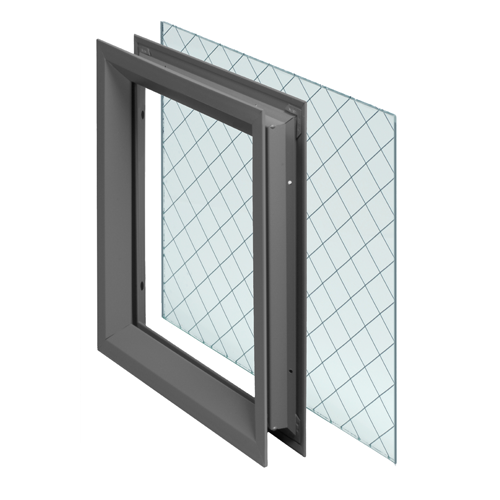 NGP L-FRA100-PRO3-GT118 5X22 Low Profile Lite Kit, Fire Rated 90 Min, for 1-3/4in Thick Doors, GPZ Gray