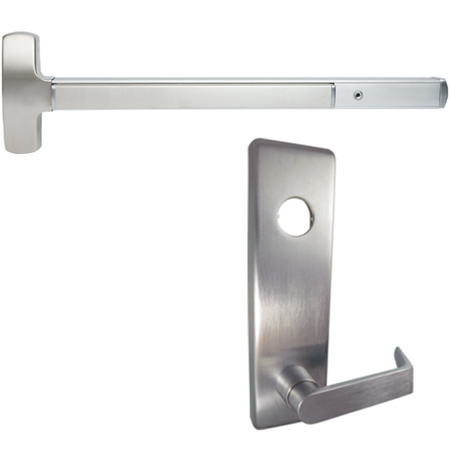 Falcon Lock 25M-L-NL-DAN-US26D-48-RHR Mortise Exit Device 48in, Nightlatch Escutcheon Dane Lever Trim 510L-NL