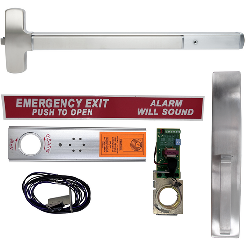Falcon Lock EA-F25R-DT-US26D-36 KIT Exit Alarm Fire Rated Rim Device 512DT 36in Less Dogging LHR Grade 1 Satin Chrome