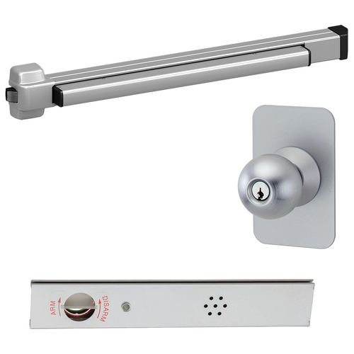 Von Duprin 22K-689-48 ALK Alarmed Rim Exit Device, 210K Knob Trim, 48in, Grade 1, Powder-Coated Aluminum
